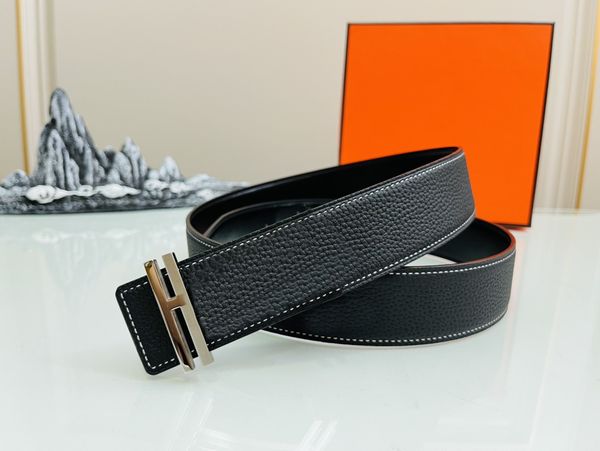 2023 cintos de grife masculino ladies genuíno de couro H moda de cinto por atacado de acessórios masculinos Beltos de negócios fosco Big Buckle Box de Buckle Original