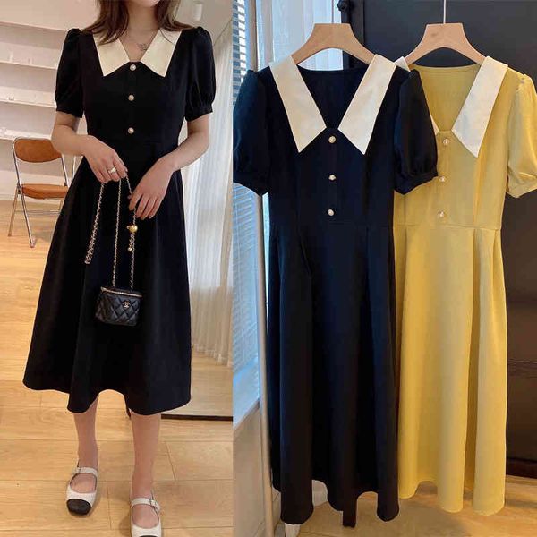 

casual dresses p125145as 22 romantic french dress in spring and summer, Black;gray