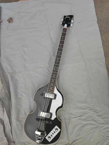 

electric guitar 4-string bass black body silver accessories level guitar support to customize all guitars order and ship