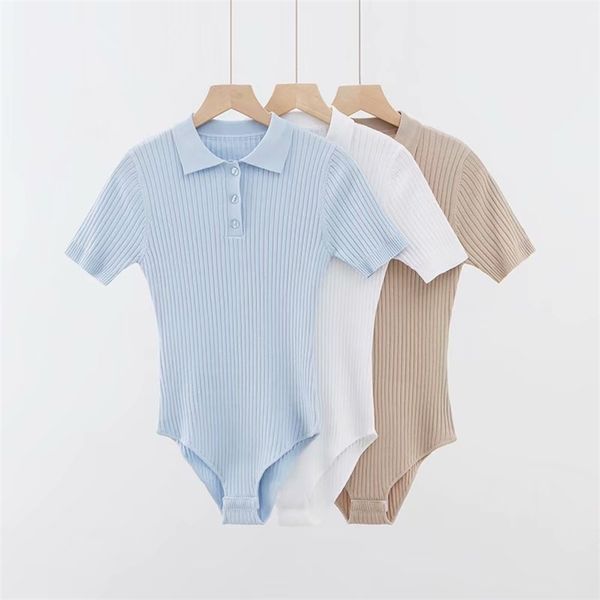 

knitted polo neck bodysuit women 210306, Black;white