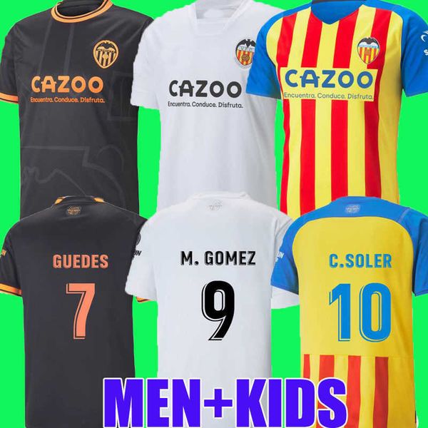 

22 23 valencia soccer jerseys guedes gameiro camisetas de futbol rodrigo gaya m.gomez men kids kit football shirts 2022 2023 rivero c.soler, Black;yellow