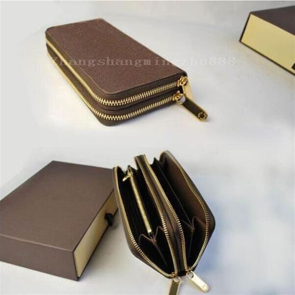 

double zipper wallet l women wallet men wallet lady wallets purse card holder with gift box250b, Red;black