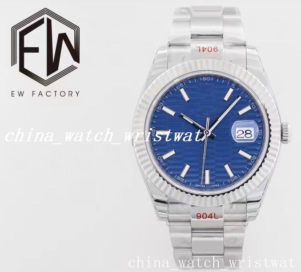 

men watch 41mm automatic cal.3235 movement eta men's 126231 blue olive dial ew factory 904l steel bracelet date waterproof super lumino, Slivery;brown