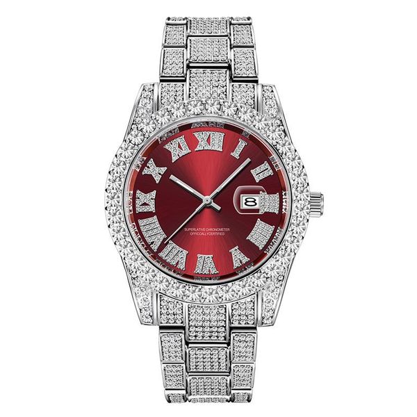 

wristwatches watches for men hip hop iced out diamond man watch quartz wristwatch male clock reloj hombre gift drop, Slivery;brown