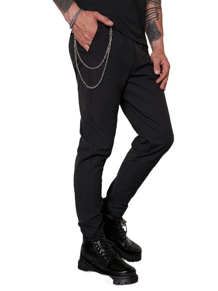 

men chain detail pants a5hs#, Black