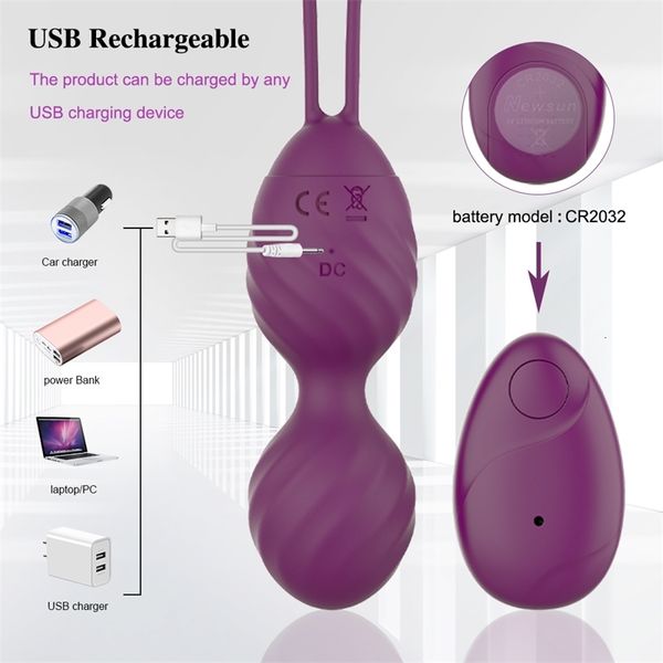 Giocattolo del sesso Giocattolo Massaggiatore Palline vaginali Vibratore Trainer s Silicone Ben Wa Stringere Ginnico Palla cono Uovo vibrante Donne LI5C