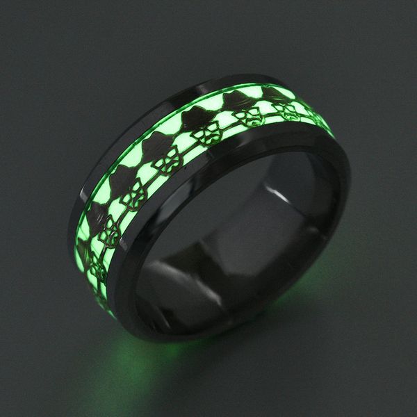 

8mm titanium steel new luminous head ring popular jewelry fluorescent band rings designer wholesale, Silver