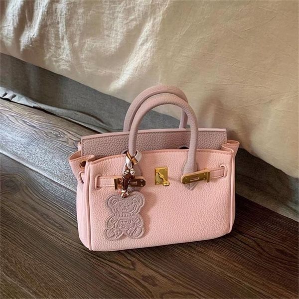 

contrast herme bags designer birkins bear bag small 2022 new fashion versatile womens hand single shoulder messenger