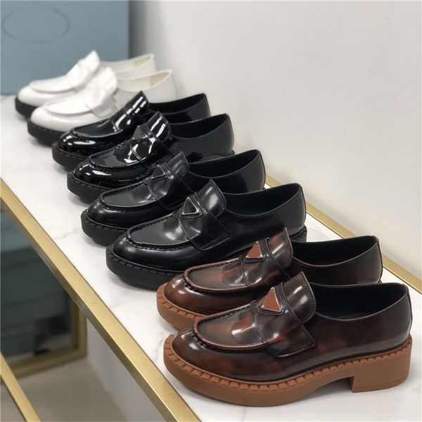 

luxury designer women dress shoes winter and fall brand leather shoe round toe platform oxfords low heel different colors, Black