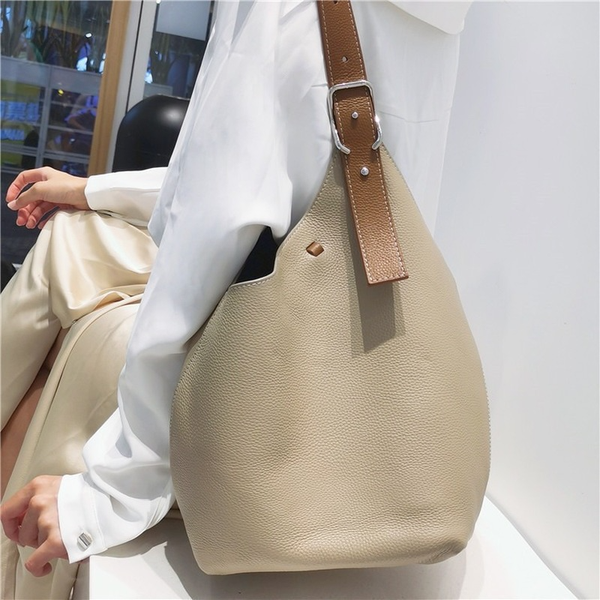 

luxury ladies tote bag large capacity shoulder bag fashion bucket mother bag soft leather cowhide simple large