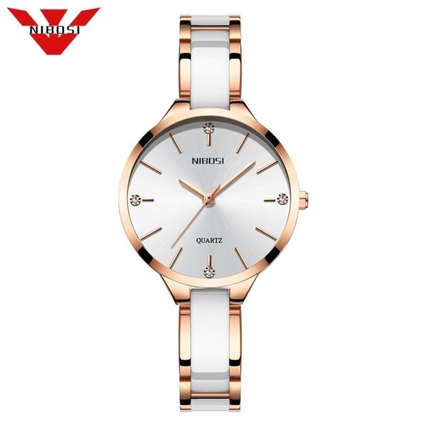 

nibosi women watch ceramic watch women simple diamond clock casual fashion watch sport waterproof wristwatch relogio feminino 201114, Slivery;brown