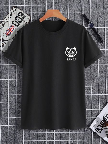 

men panda & letter graphic tee 906x#, White;black