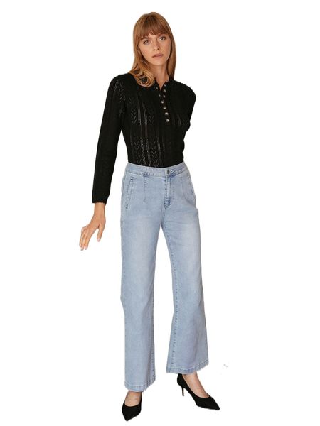 

motf premium cotton wide leg jeans 311e#, Blue