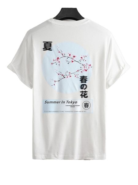 

men floral & slogan graphic tee k1oy#, White;black