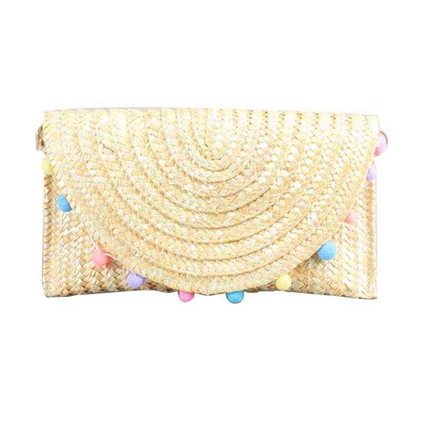 

daily simple woven straw clutch handbag summer handmade envelope wallet bag magnetic buckle flap bags for beach wedding g220519