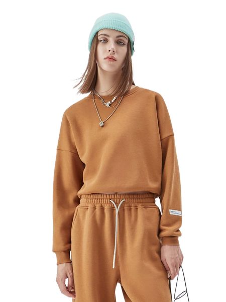 

letter patch drop shoulder crop pullover p0mc#, Black