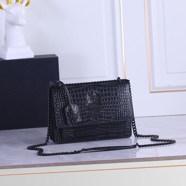 Top-Damenhandtaschen, Modedesigner-Taschen, berühmte Messenger-Taschen, Schultertaschen aus massivem Leder mit Krokodildruck, 442906