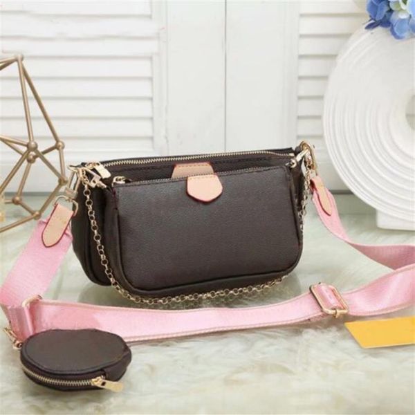 

3 pcs set favorite multi pochette accessories women crossbody purse bags handbags flowers designer shoulder lady leather bag283g