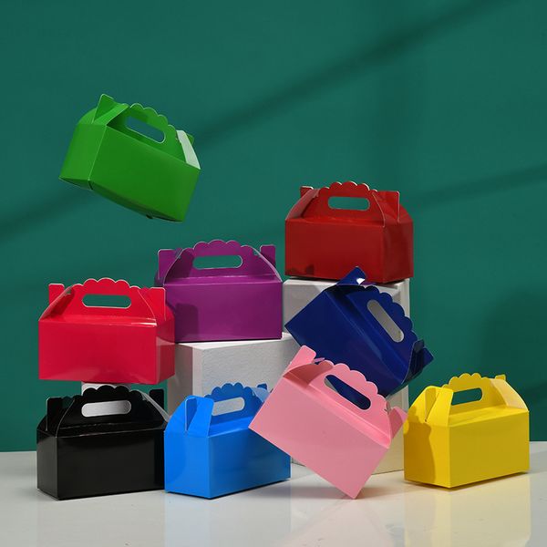 12 Stück Kraftpapier-Kuchen-Faltschachteln mit Griff, braune Cupcake-Box, Weihnachtspapier-Karton, Kuchen-Paket, Basteln, Geschenkverpackung, CX220423