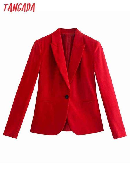 

suit tangada women red fit blazer female long sleeves elegant jacket ladies wor, White;black