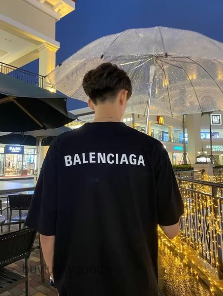 

designer bale t shirt high version original standard] paris classic front and back letter printed short sleeve t-shirt men's wear coupl, White;black