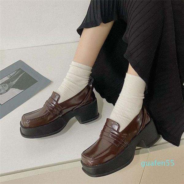 

hbp dress shoes 2022 women cute maid boots round toe leather, Black