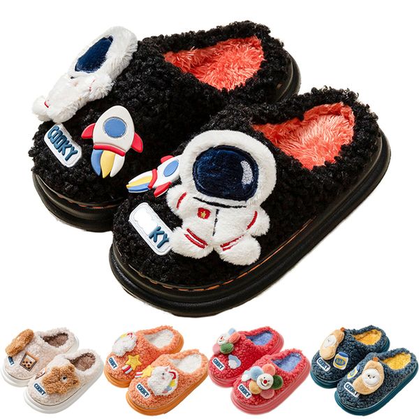 Pantofole per bambini Unicorno Orso Pantofole per bambini Cartone animato Astronauta Peluche Scarpe da casa Ragazze Ragazzi Indoor Antiscivolo Inverno caldo 220421