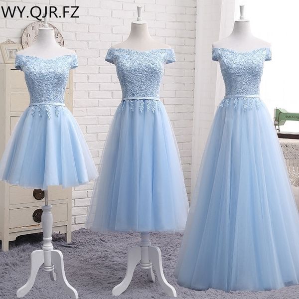 

mnz502l#embroidery blue lace up bridesmaid dresses autumn winter short middle long sty prom dress girl plus size custom y200109, White;black
