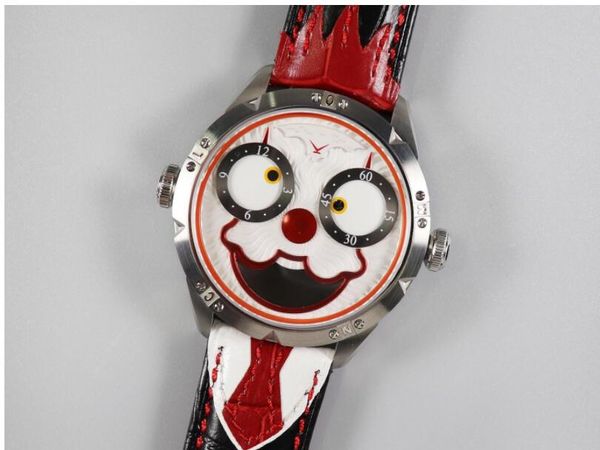 

black vampire watch exclusive men mechanical watch leather luxury designer design joker wristwatches, Slivery;brown