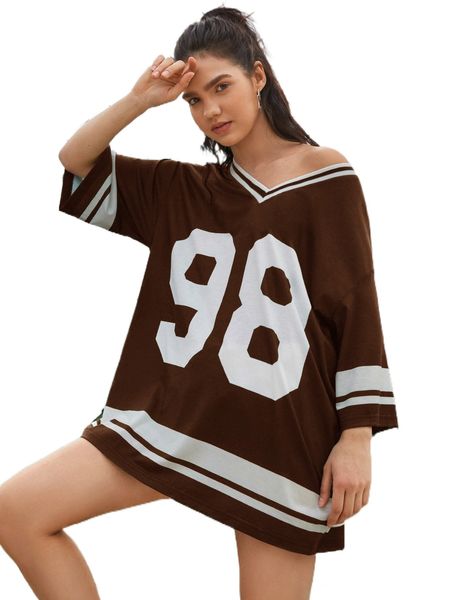 

number graphic oversized jersey tee f3v5#, White