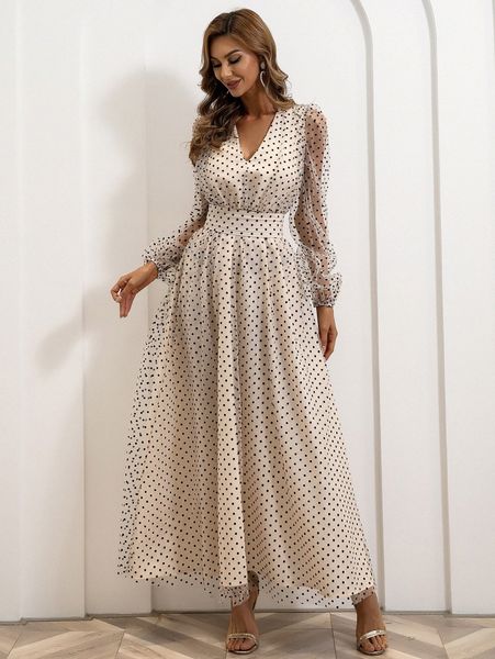 

missord polka dot mesh dress t8k7#, Black;gray