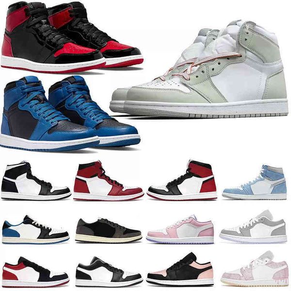 

jorda 1s basketball shoes men women sea black white bred patent hype royal chicogo unc dark low 1 cactus jack wolf gray