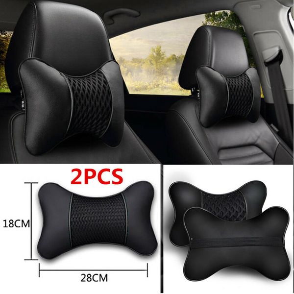 

car seat headrest pad pillow pu leather knitted neck rest support cushion pretty
