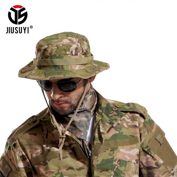 

multicam tactical airsoft sniper camouflage bucket boonie hats nepalese cap swat army panama military accessories summer men 220725, Blue;gray