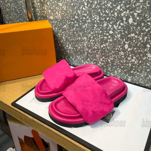 

pool pillow comfort mule womens designer slippers technical textile with embossed monograms pattern beach outdoor pool slides fuchsia/green, Black