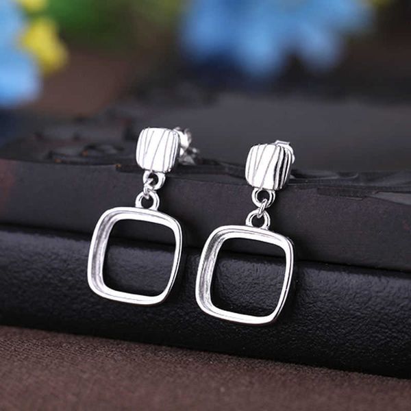 

925 sterling silver 10.6x10.6mm cushion cabochon semi mount stud earrings fit amber turquoise setting women wholesale, Golden;silver