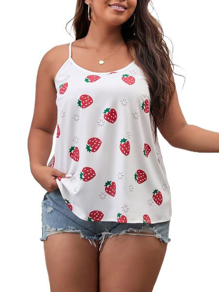 

plus strawberry print cami w5v0#, Black
