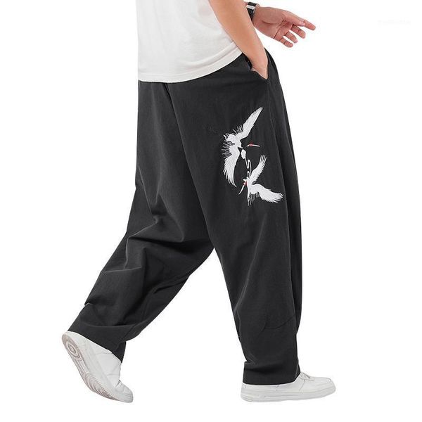 Roupas étnicas m-5xl plus size 2022 Brand homens calças hip hop harém pernas largas calças de fitness de fitness bird taichi calça de moletom xxxxxxl