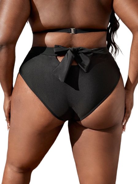 

plus cut out tie back bikini bottom z0im#, Black