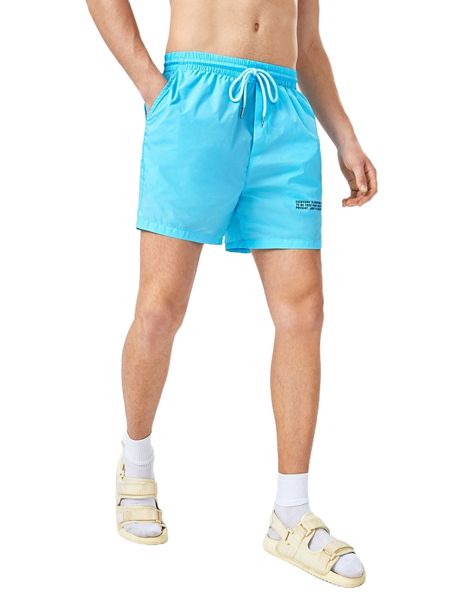 

1pc slogan graphic drawstring waist shorts 78kn#, White;black