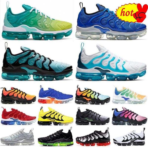 

2022 new tn plus men running shoes since 1972 orange gradients lemon lime triple black white red royal blue metallic gold fresh trainers