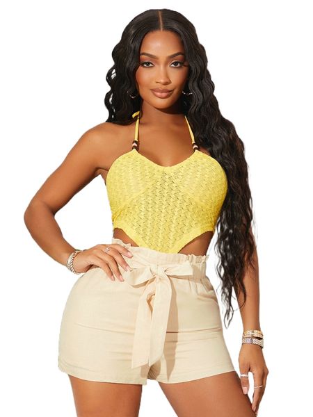 

sxy paperbag waist tie front shorts h6xt#, White;black