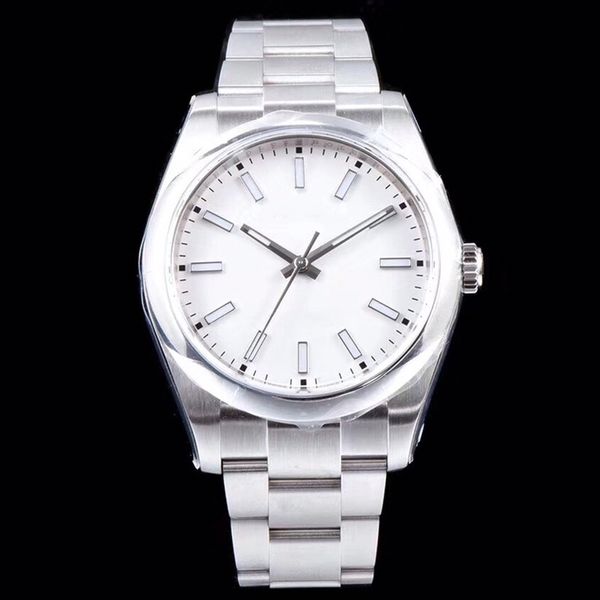 

sw men's watch oyster type constant motion 39mm m114200 white dial 904l scratch resistant blue crystal stainless steel 0024, Slivery;brown