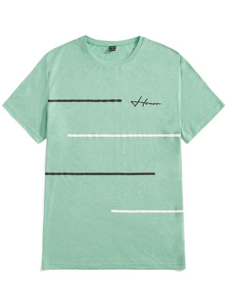 

men letter and striped t0sg#, White;black