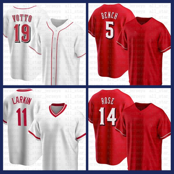 

cincinnati baseball jersey 19 joey votto johnny bench barry larkin pete rose eugenio suarez ken griffey jr mike jonathan india moustakas cha, Gray