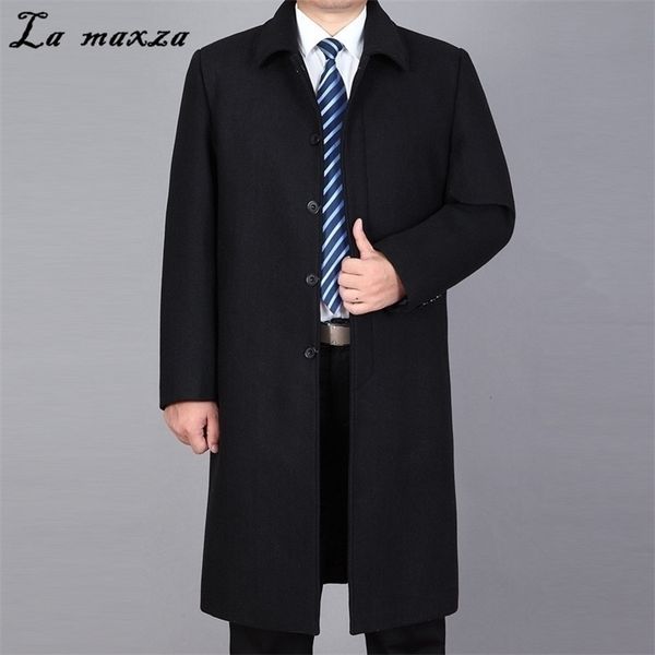 

winter new arrival turn down collar black coats for men smart casual slim cashmere coats lj201110