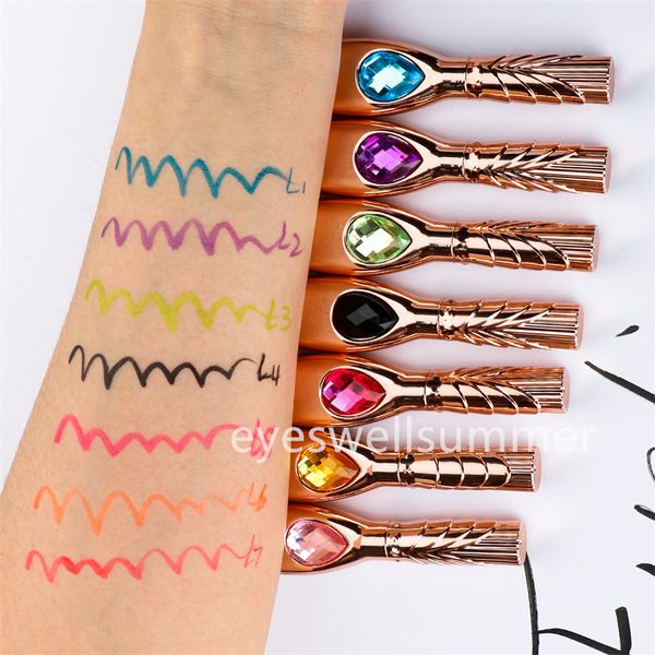 Wasserdichter farbiger Eyeliner, 6 Stile, modisch, blau, lila, schwarz, langlebig, Diamant-Röhren-Eyeliner, einfach zu tragende Augen, Make-up, Kosmetik-Werkzeuge