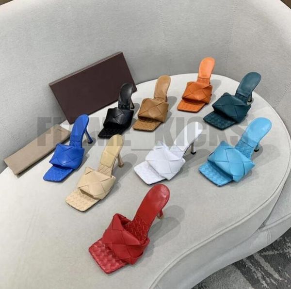 

2021 women high heels lido sandals summer slipper woven leather mule bottegas''venetas zmh, Black
