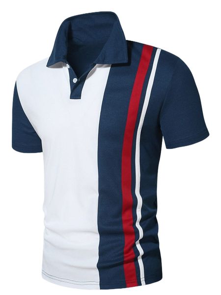

men color block polo shirt k06x#, White;black