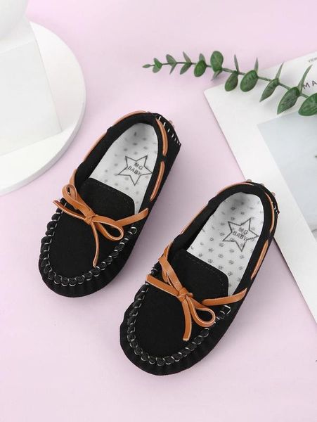

boys bow decor loafers she, Black;grey